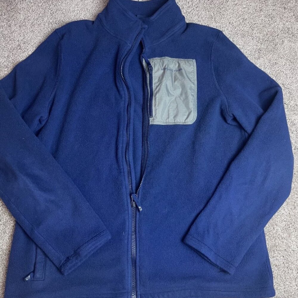 Vineyard Vines Blue Fleece zip up pocket jacket Boys Size 18/XL